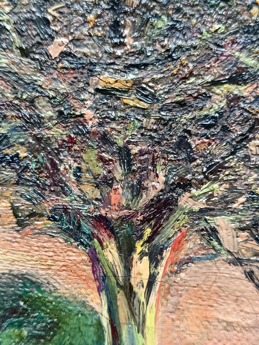Neo-impressionist School: "in The Distance, The Hamlet With Colorful Roofs"-photo-8
