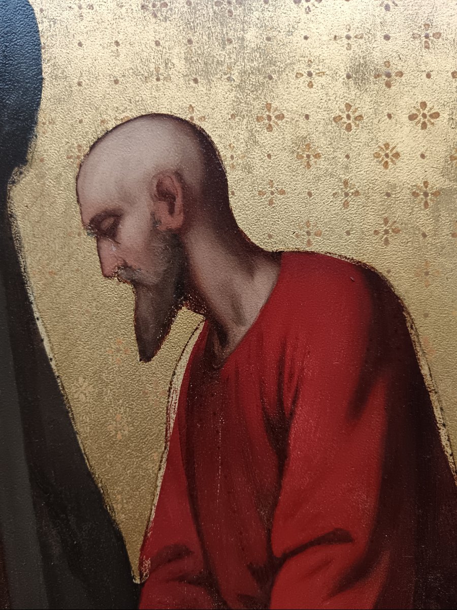 Peinture sacrée du XIXème siècle "la Mise au Tombeau"-photo-2