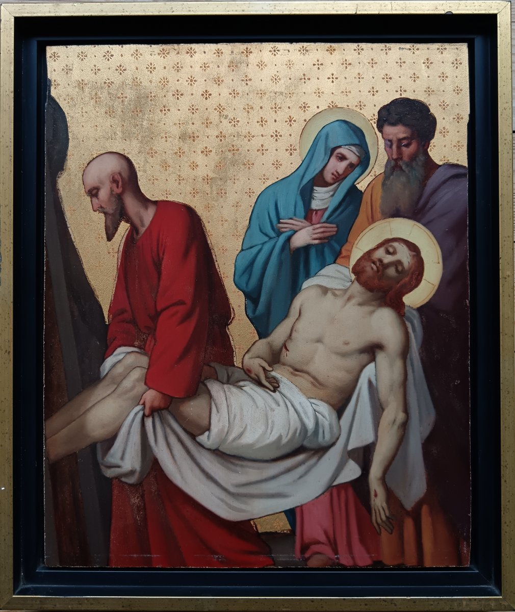 Peinture sacrée du XIXème siècle "la Mise au Tombeau"