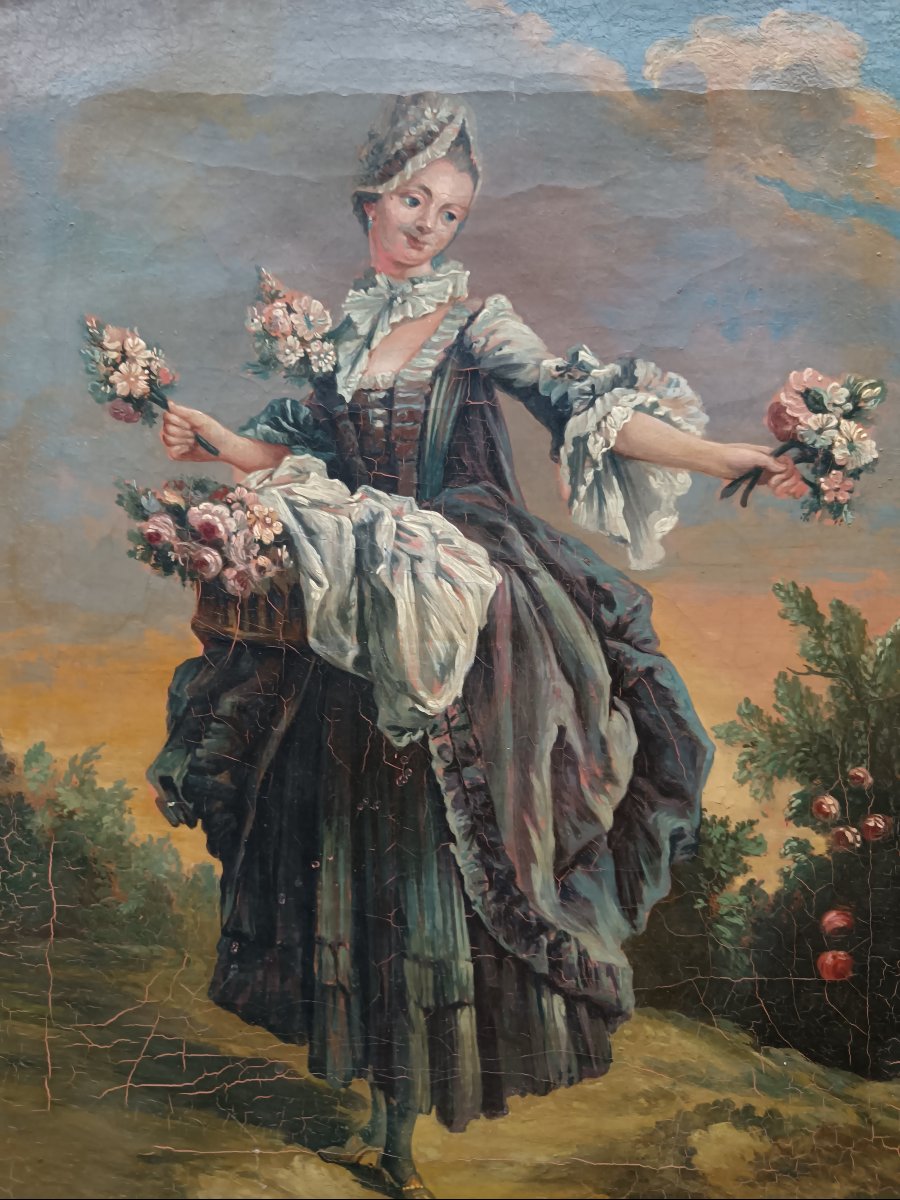 Dans le goût de François Boucher "la Bouquetière galante"-photo-2