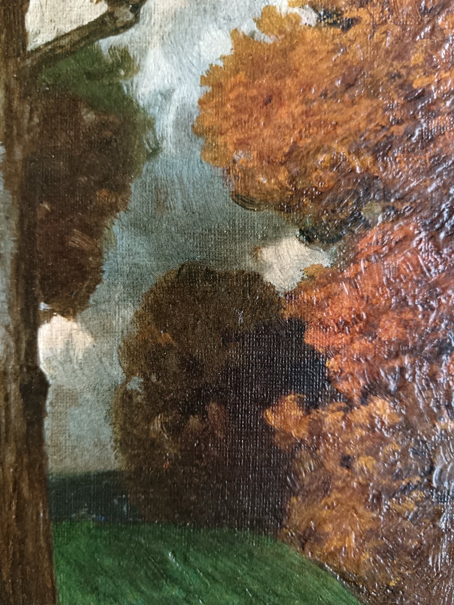 Swiss Symbolist School. Eduard Südisühli, "autumn Landscape With A Stormy Sky"-photo-5