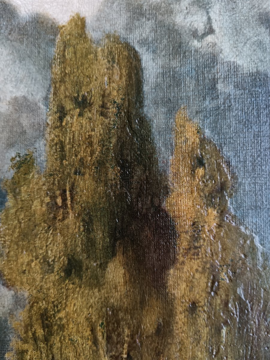 Swiss Symbolist School. Eduard Südisühli, "autumn Landscape With A Stormy Sky"-photo-7