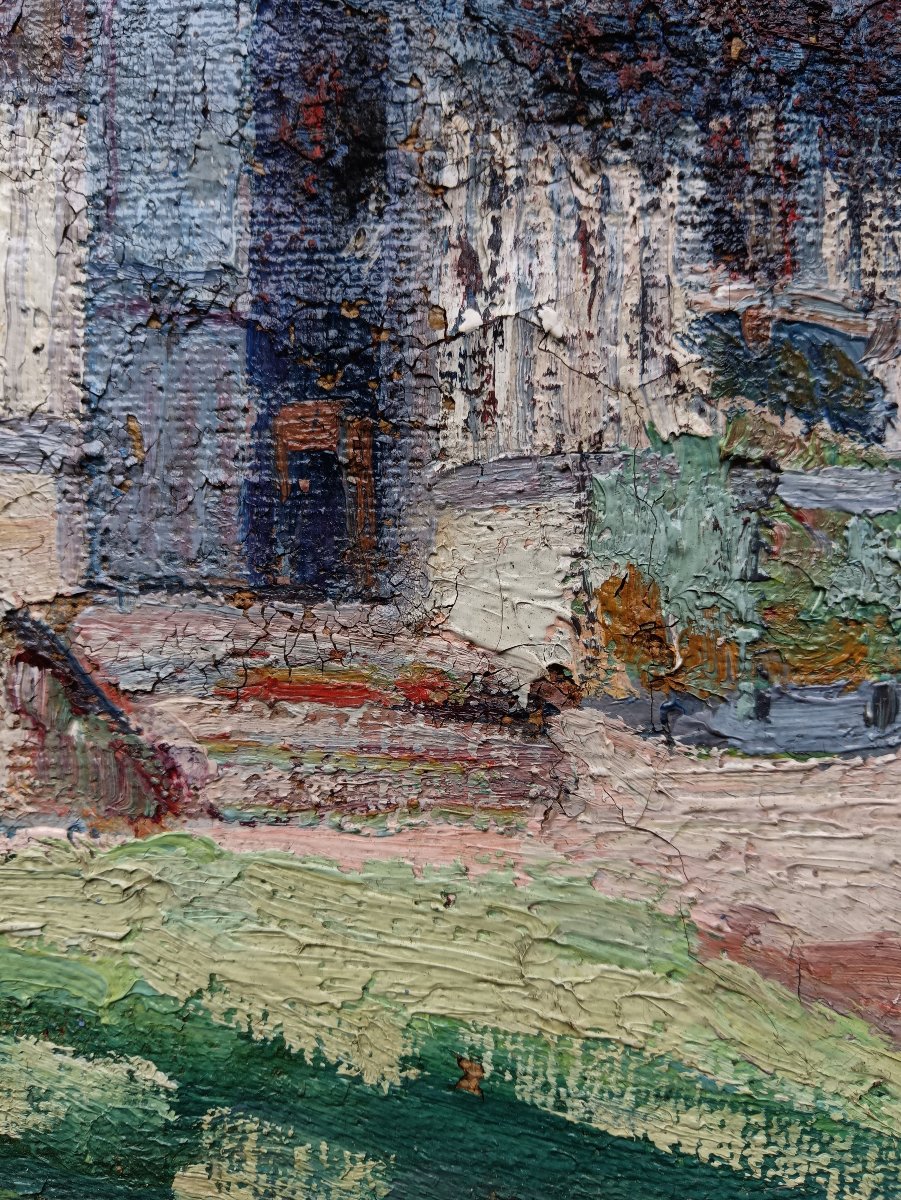 Ecole néo impressionniste "la chaumière écarlate"-photo-3