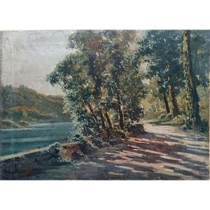 Neo-impressionist School "the Alley Along The River"