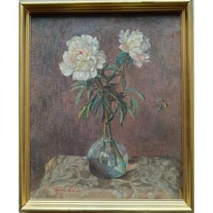 Marie Duhem Impressionist School "the First Peonies"