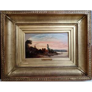 Charles François Daubigny "le hameau au bord de la rivière"