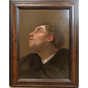 Ecole flamande vers 1700 "Saint en extase"