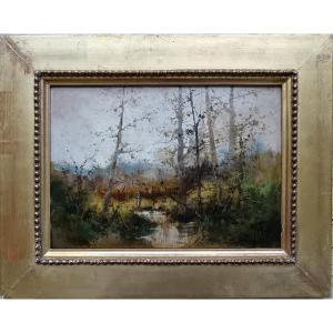 Eugène Galien-Laloue signé du pseudonyme Dupuy "la petite mare dans la forêt"