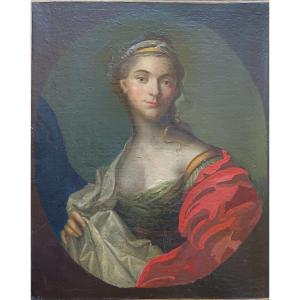 Ecole française du XVIIIème siècle "portrait de femme au ruban doré"