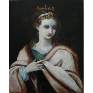 17th-century Italian School, "portrait Of A Woman As Saint Catherine Of Alexandria"