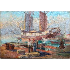Peintre de la Marine "un débarcadère quelque part en Orient"