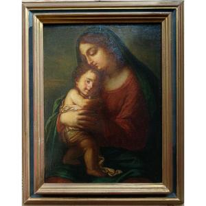 Ecole italienne du XVIII ème siècle "Vierge à l'Enfant"