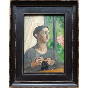 Swiss Expressionist School. Dora Hauth, "portrait Of Anna Lorenz-lüscher"