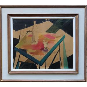 Ecole du Réalisme social espagnol. José Garcia Ortega "la Table cernée de noir"