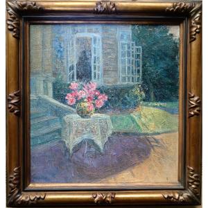 Irish Neo-impressionist School, "old Roses Near The Kilmurry Porch"