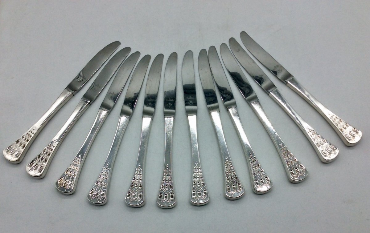 Series Of 12 Large 900 Silver Knives, Bjorn Wiinblad, Rozenthal.