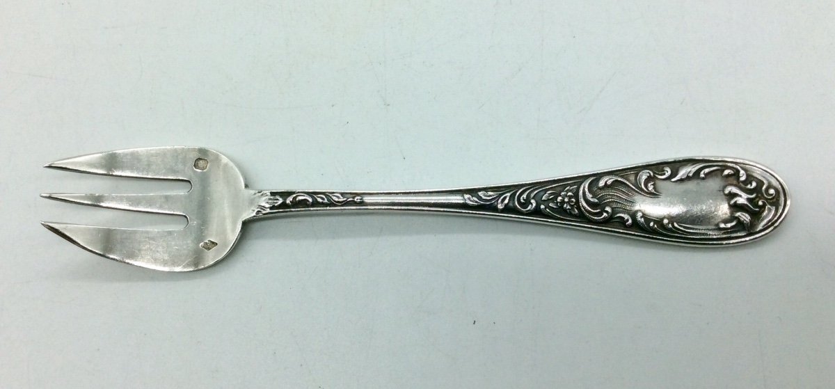 Series Of 12 Oyster Forks, Silver Minerva.-photo-2