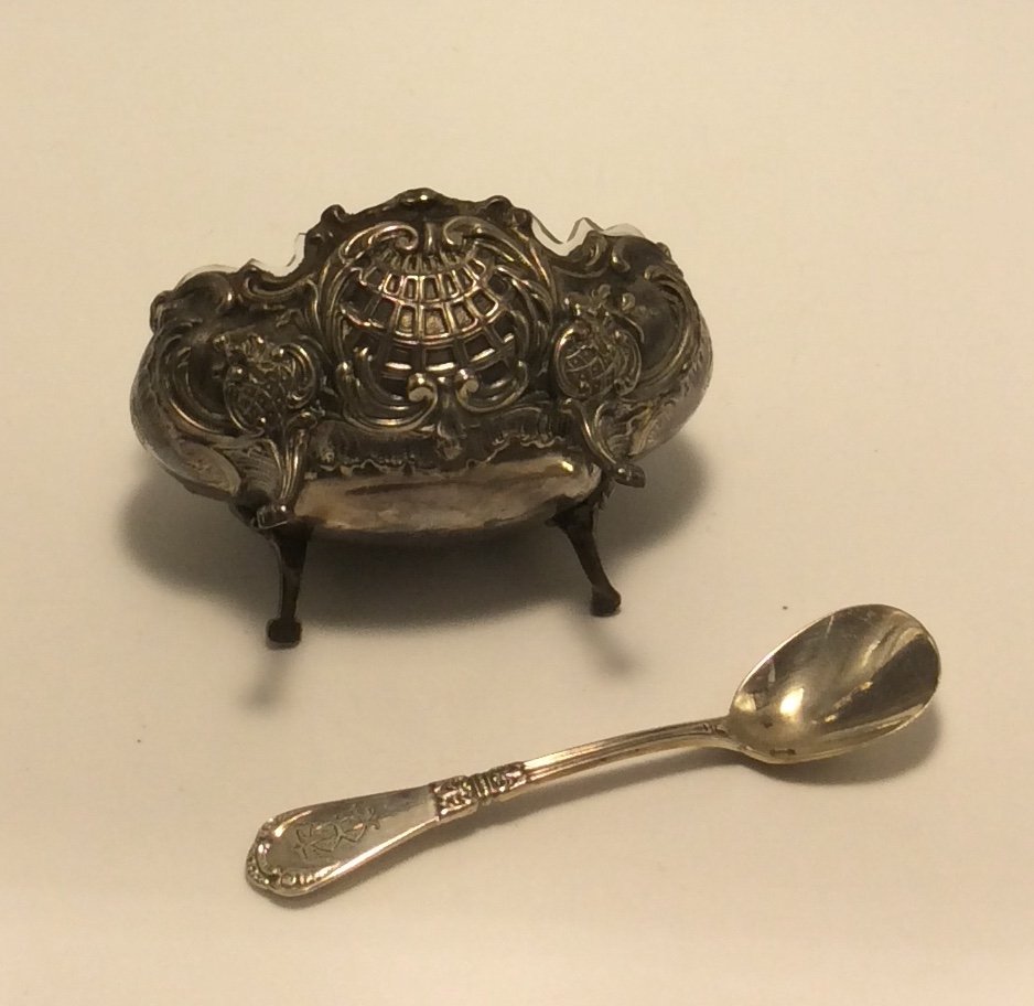 Four Silver Salt Bowls And Their Spoons, Minerva Hallmark.-photo-2