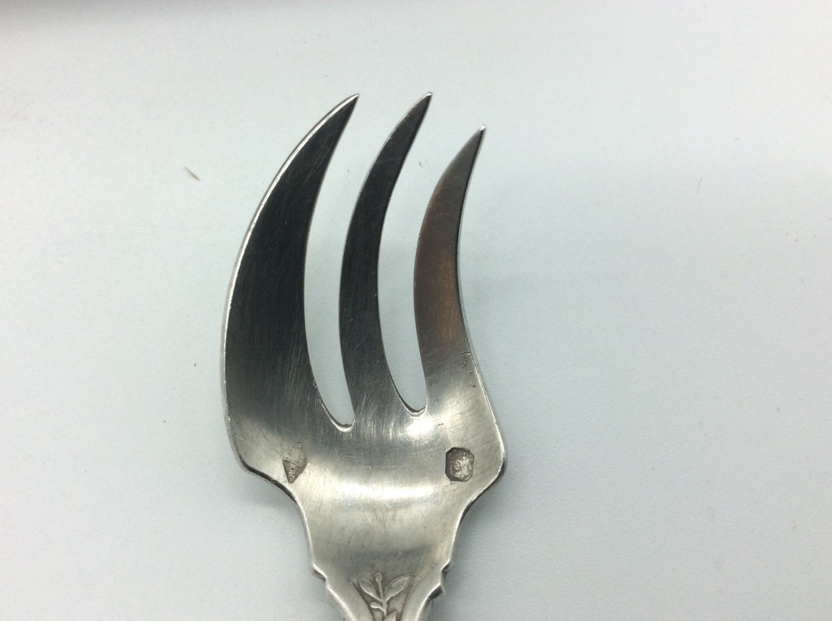 12 Silver Oyster Forks Minerva Hallmarks-photo-1