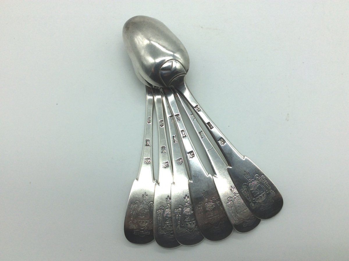 Series Of Silver Armorial Cutlery, Aix En Provence, 18th Century.