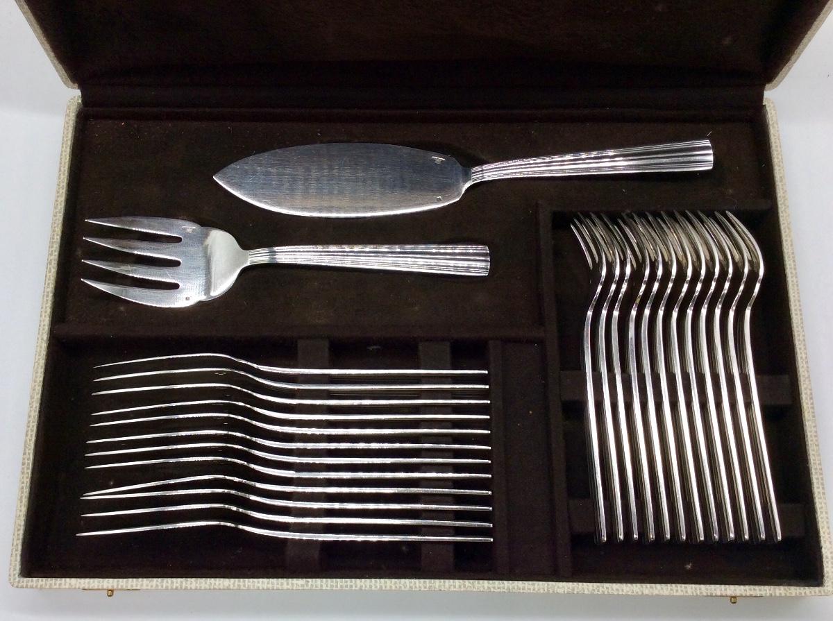 Myra Fish Set, Christofle In Silver Metal, 26 Pieces