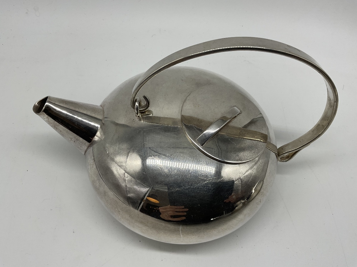 Silver-plated Metal Tea Set By Lino Sabattini-photo-3