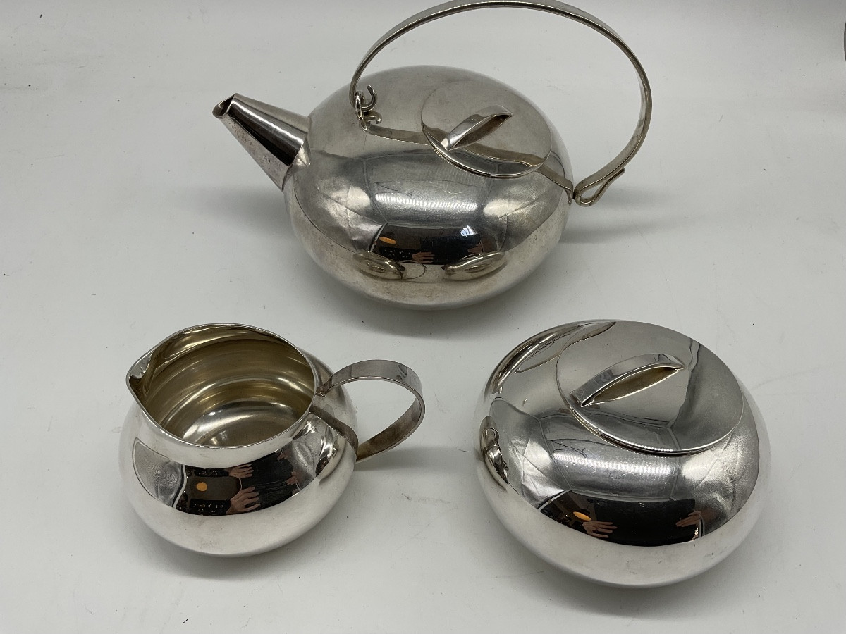 Silver-plated Metal Tea Set By Lino Sabattini