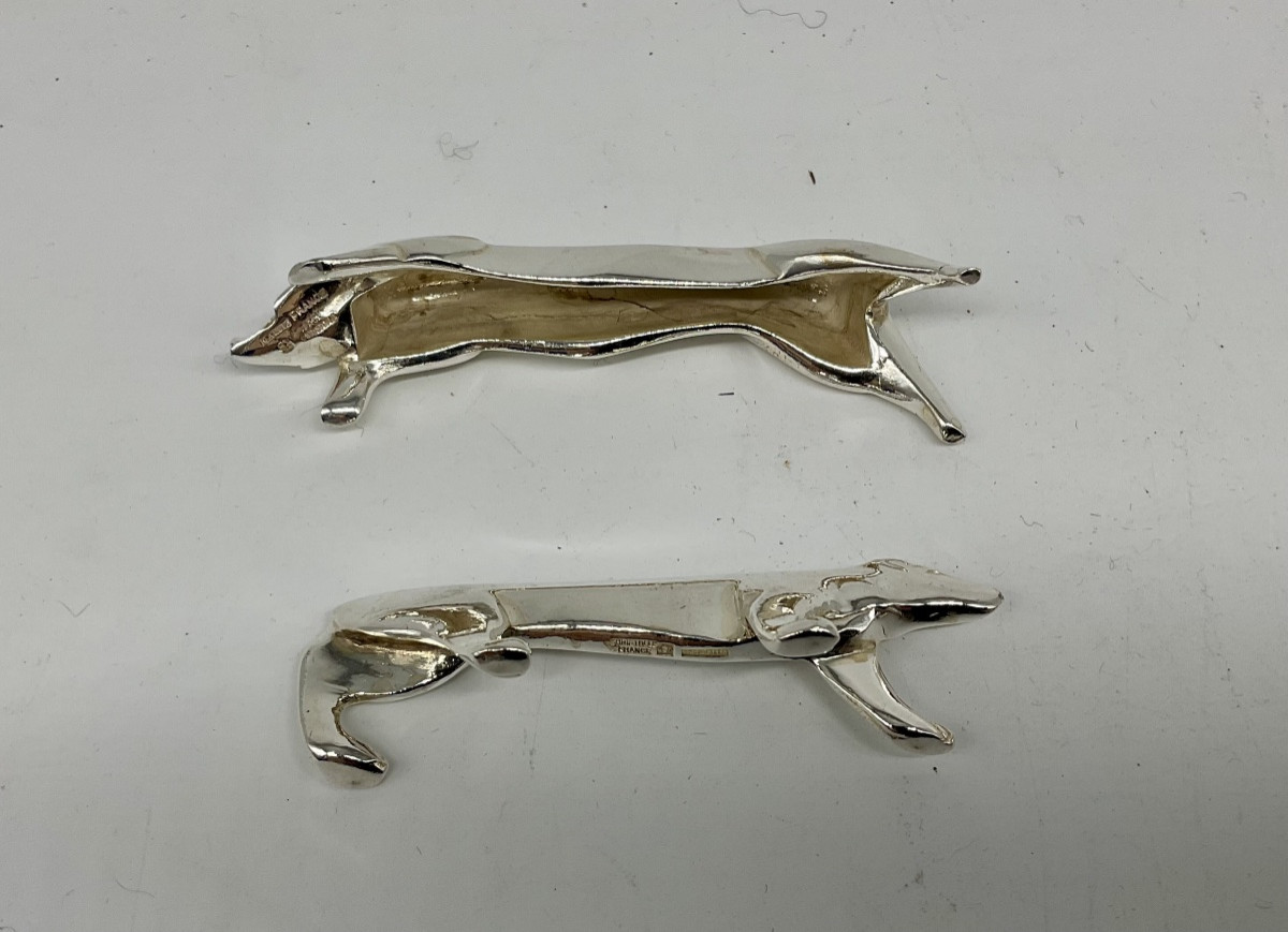 12 Portes couteaux animaliers Art Déco,Edouard SANDOZ ,Gallia ,Christofle.-photo-3