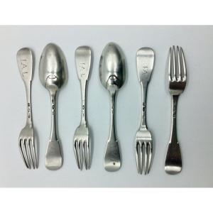 Set Of Silver Cutlery, 18th Century, Metz.