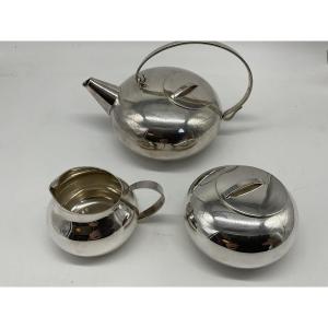 Silver-plated Metal Tea Set By Lino Sabattini