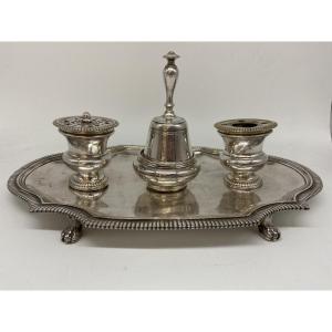 Encrier en Métal Plaqué XVIII ème.