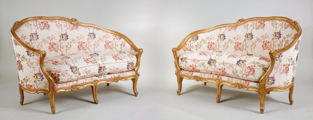 Pair Of Trash Sofas In Night Light Attributed To Louis Delanois