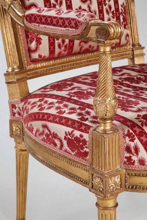 Suite De Quatre Fauteuils Estampillés d'Henri Jacob Provenant Du Comte De Chârost-photo-4