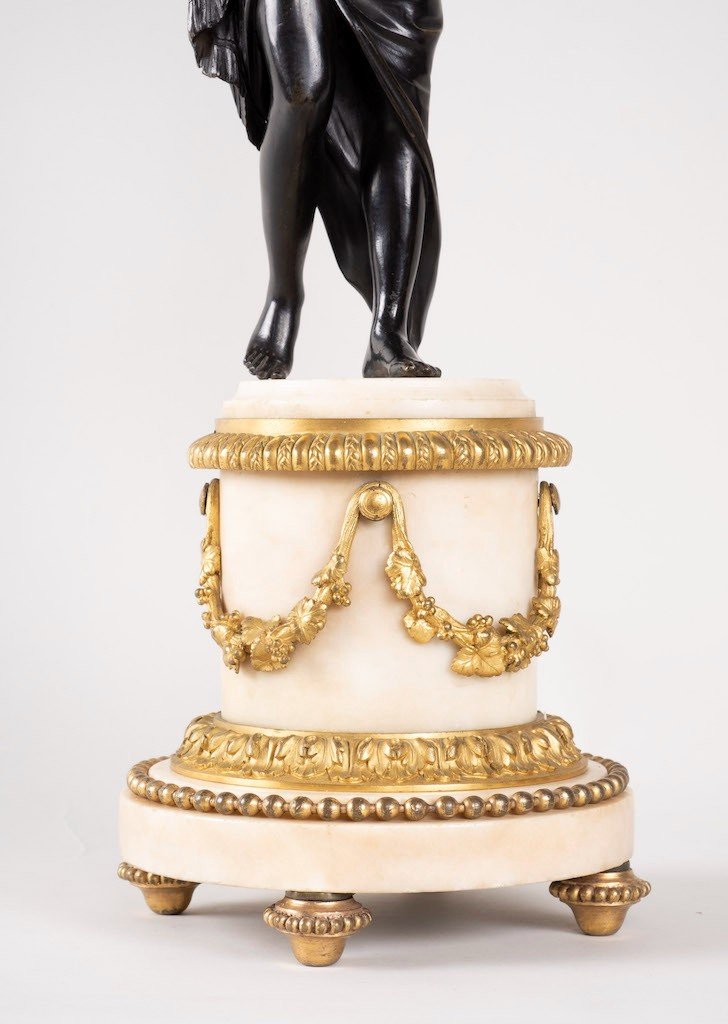 Pair Of Candelabra In Carrara Marble And Patinated And Gilded Bronze-photo-8