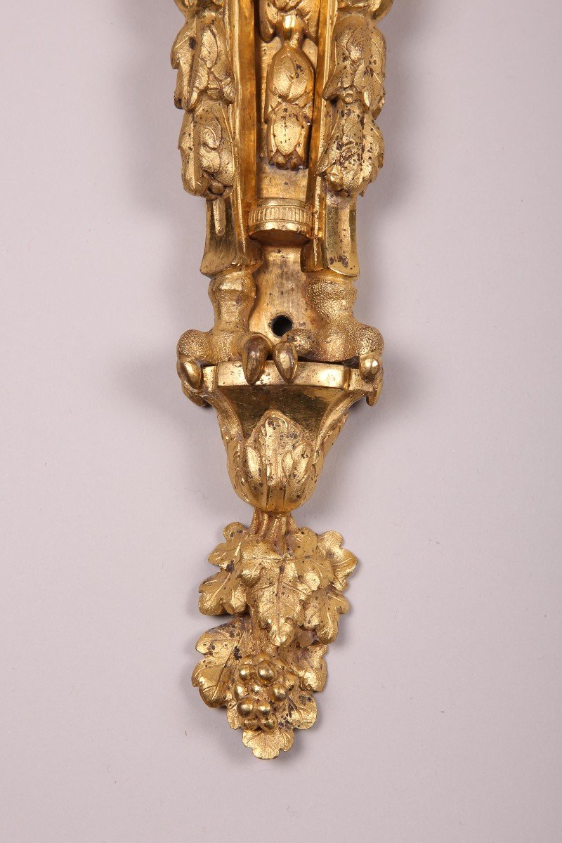 Pair Of Gilt Bronze Sconces, Transition Period-photo-4