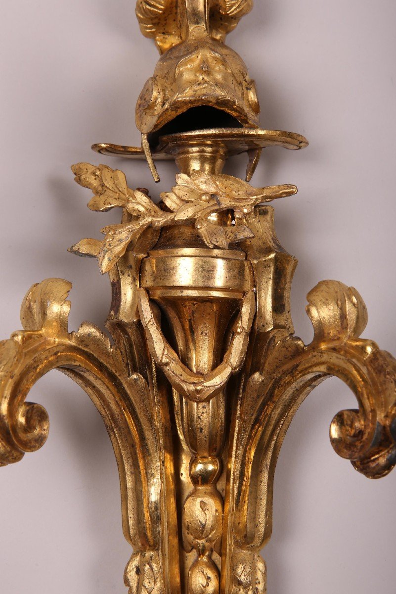 Pair Of Gilt Bronze Sconces, Transition Period-photo-1