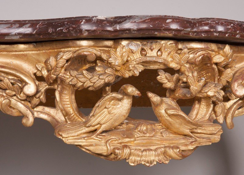 Console Quatre Pieds En Bois Doré d'époque Régence -photo-2