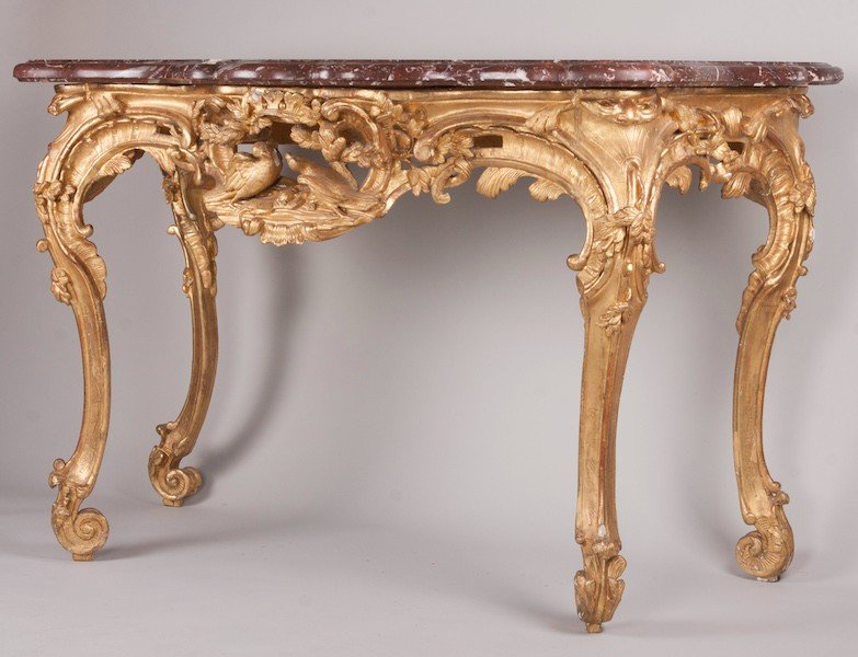 Console Four Legs In Golden Wood, Regency Period