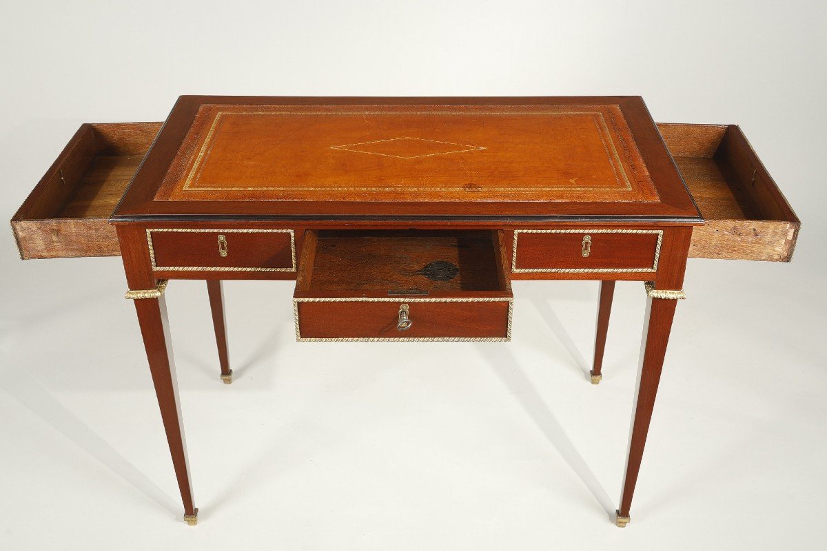 Small Flat Mahogany Desk Louis XVI-photo-3