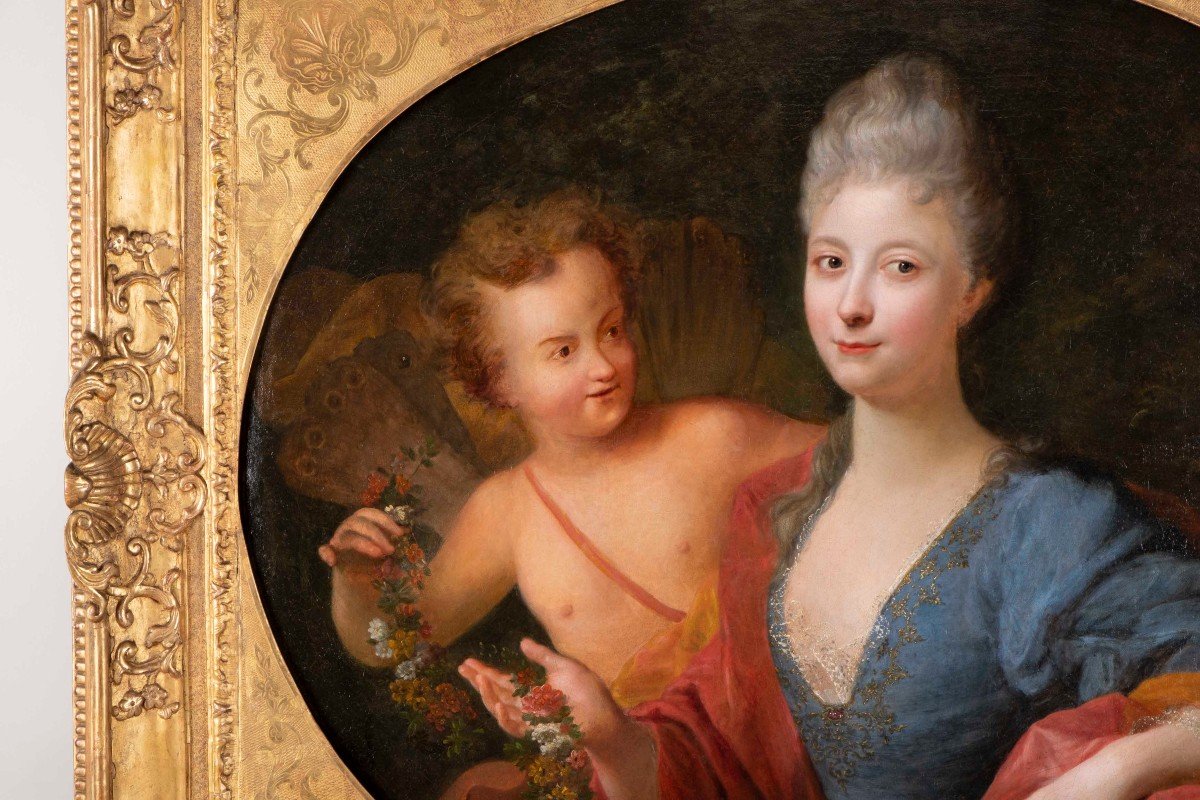Portrait Of Madame Papillon De La Ferté Attributed To Henri Millot, Student Of Largillière-photo-1