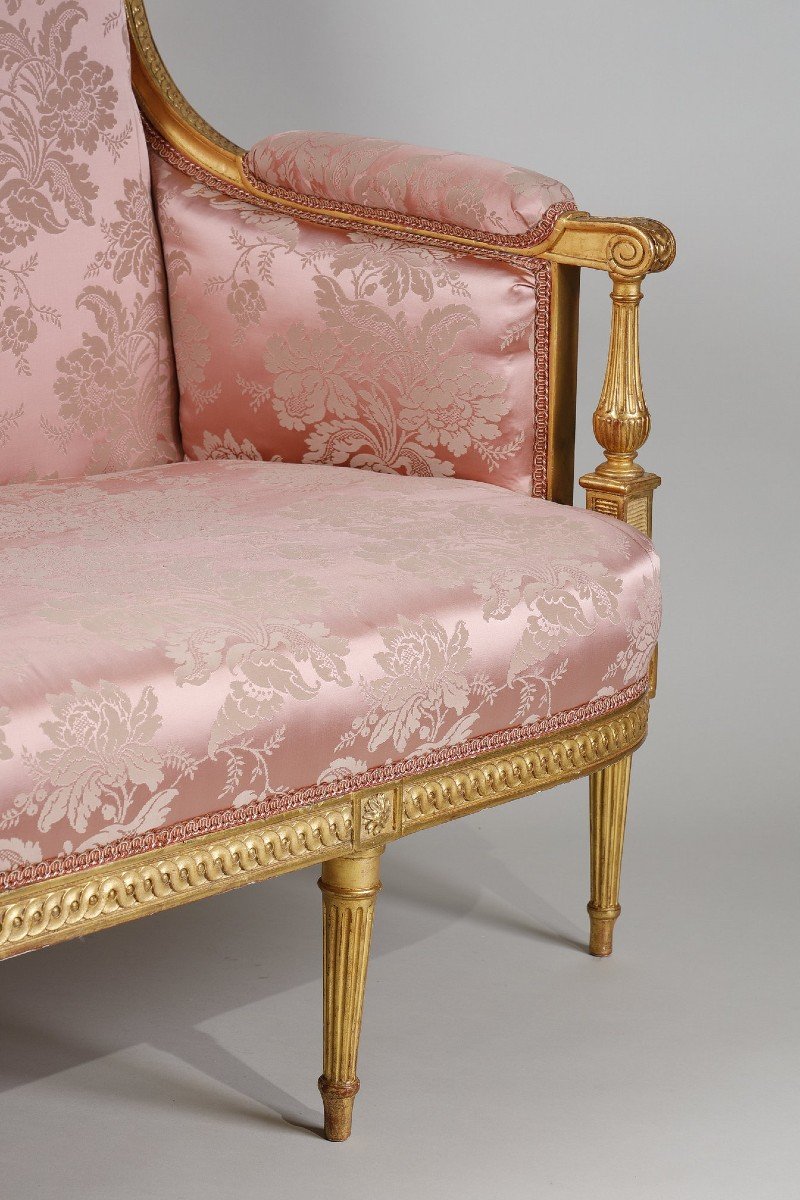 Louis XVI Period Living In Gilded Wood-photo-1