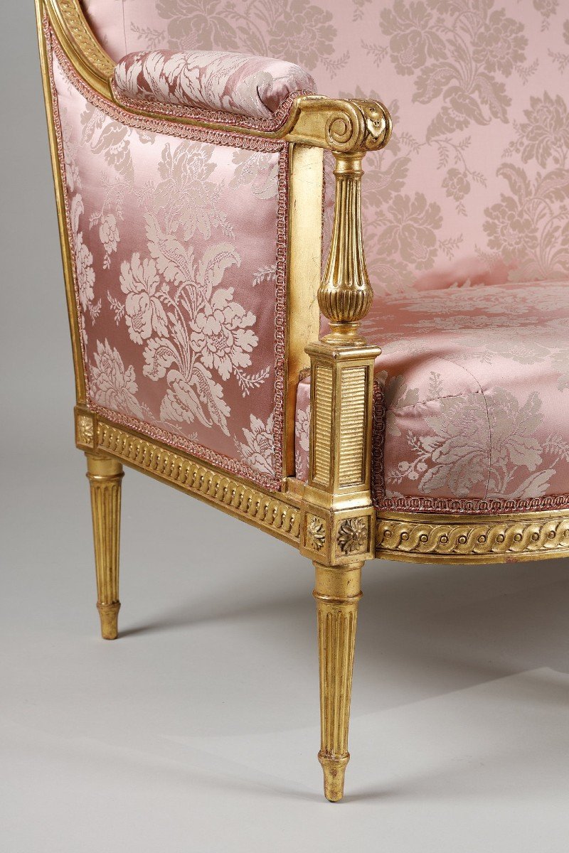 Louis XVI Period Living In Gilded Wood-photo-2
