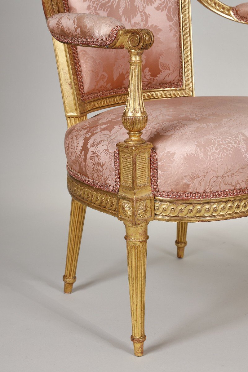 Louis XVI Period Living In Gilded Wood-photo-5
