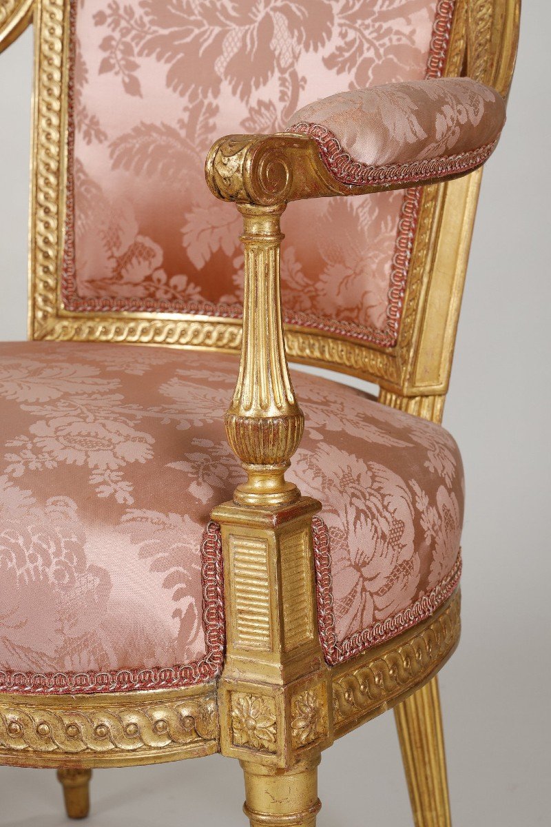 Louis XVI Period Living In Gilded Wood-photo-7