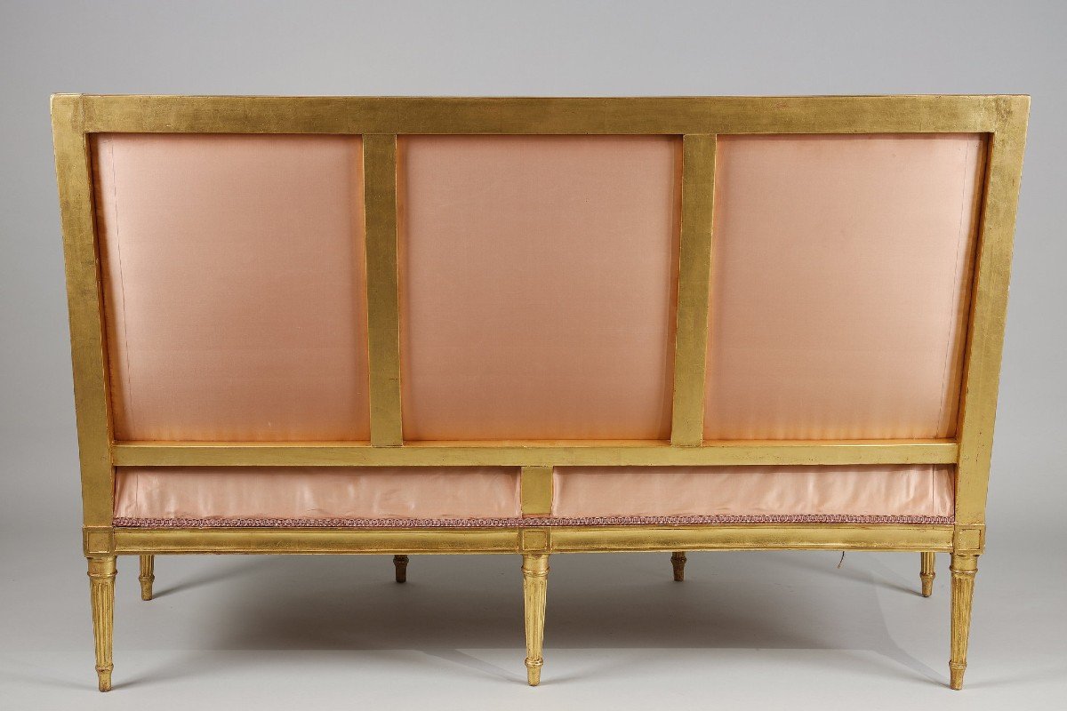 Louis XVI Period Sofa In Gilded Wood-photo-5