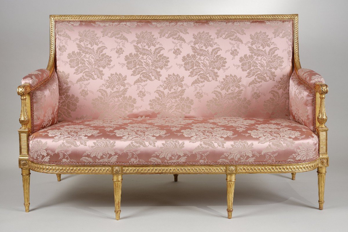 Louis XVI Period Sofa In Gilded Wood