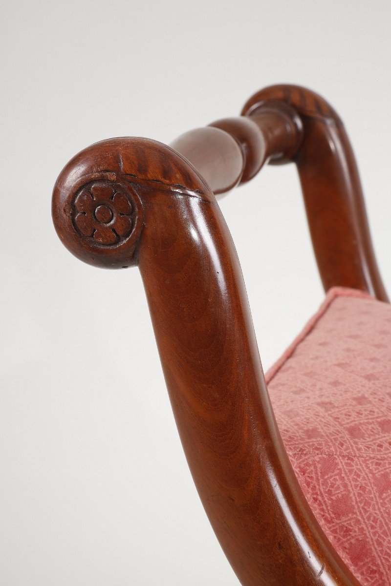 Pair Of Mahogany Curules Stamped P.marcion-photo-3