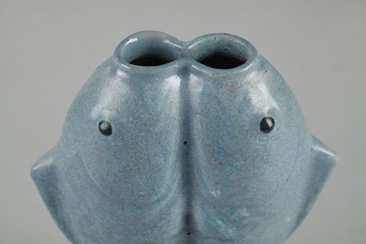Blue Glazed Earthenware Vase, 18th Century China-photo-4