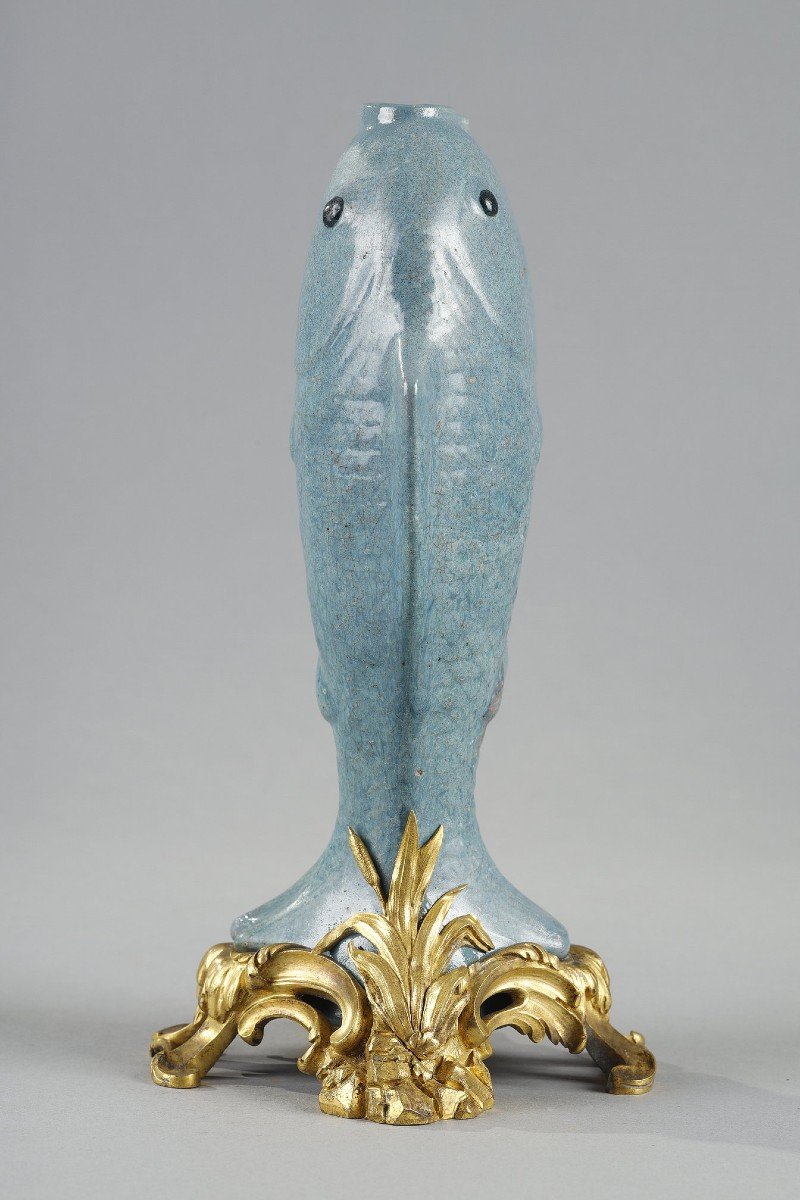 Vase En Terre émaillée Bleue, Chine XVIIIe-photo-2