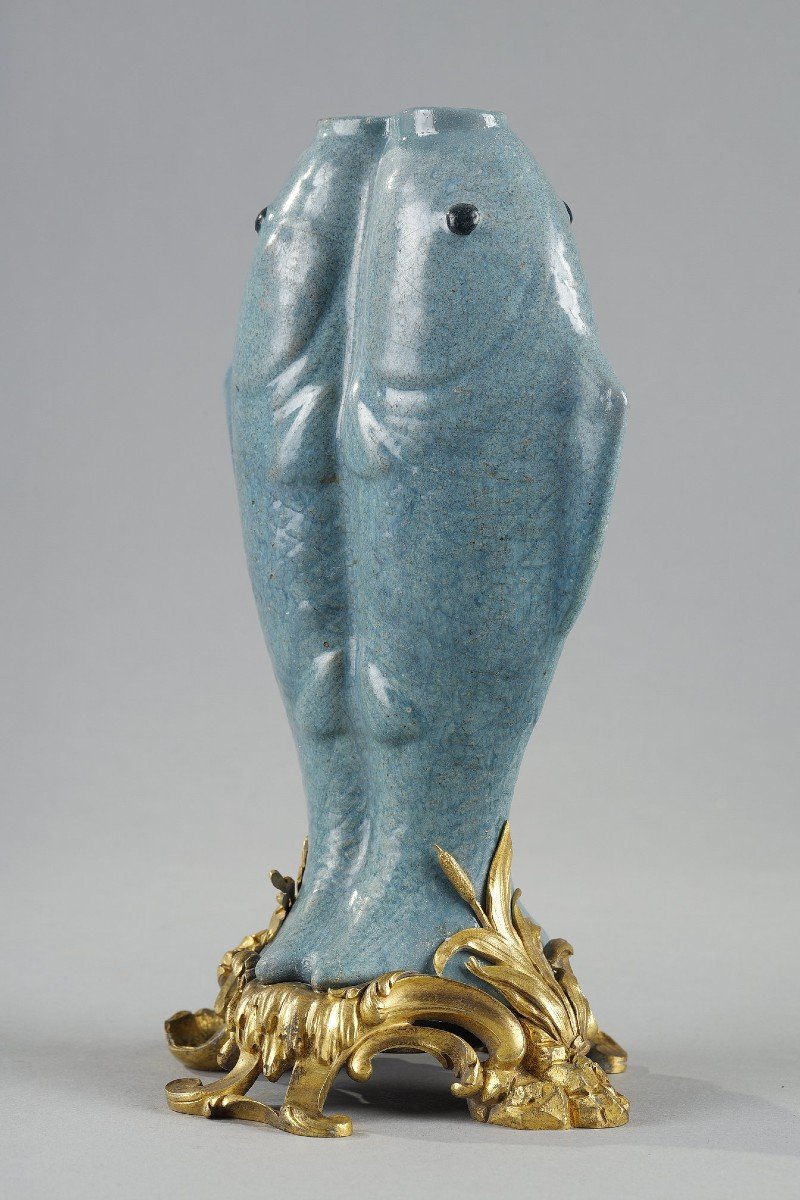 Blue Glazed Earthenware Vase, 18th Century China-photo-3